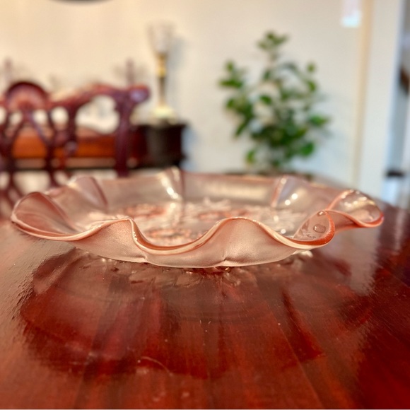 Vintage Mikasa Rosella Pink Crystal Platter Frosted Roses Walther-Glas 1990s 13” - Picture 8 of 9